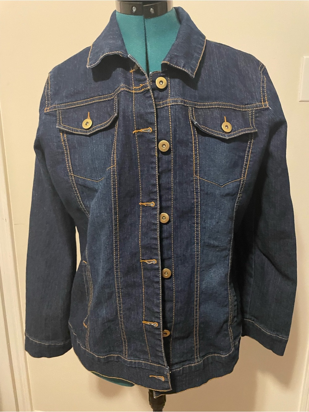 Classic Dark Blue Denim Jacket - Women